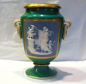 Pate-Sue-Pate Porcelain Green Glazed Cameo Vase