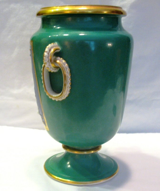 Pate-Sue-Pate Porcelain Green Glazed Cameo Vase