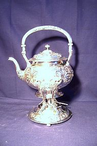 Gorham Sterling Silver Tea Kettle on Warming Stand 1905