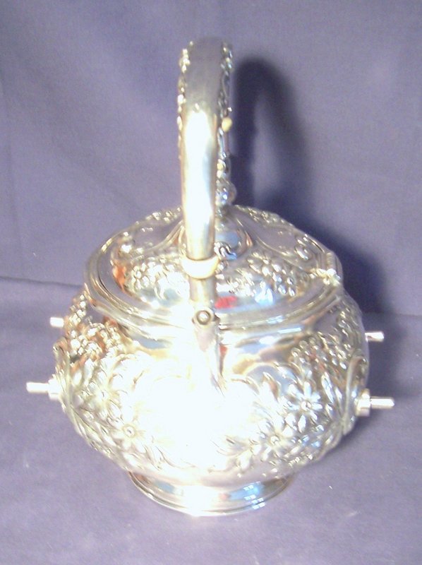 Gorham Sterling Silver Tea Kettle on Warming Stand 1905