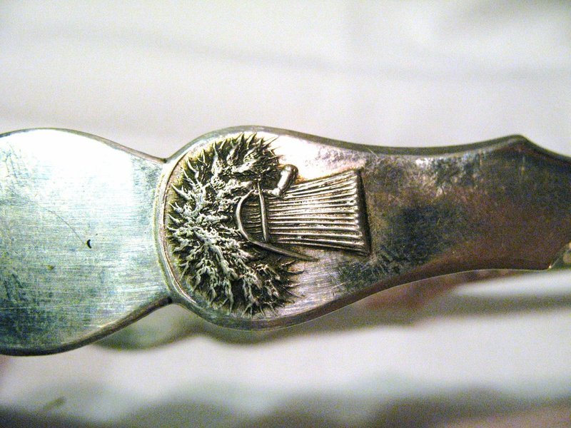 Early American Coin Silver Sugar Tongs; Rockwell