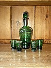 Bohemian Green Glass Decanter Set