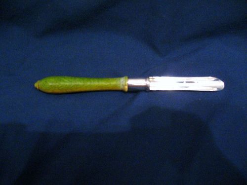 Unique Green Ivory Handle Georgian Silver Apple Corer