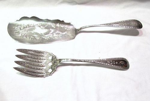 Bigelow Brothers and Kennard Sterling Fish Server  Set