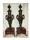 Pair of Bronze and Onyx Garnitures Urns