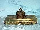Green Onyx Inkstand; Spelter Well and Trim