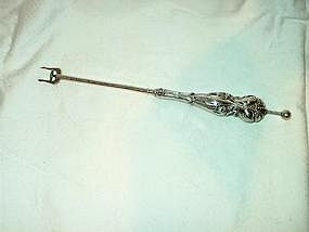 Victorian Sterling Olive Fork with Ejector