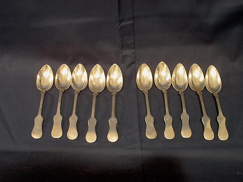 Ten Coin Silver Spoons; Baltimore, c. 1815-1825