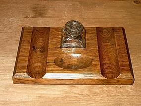 Edwardian English Oak Inkstand