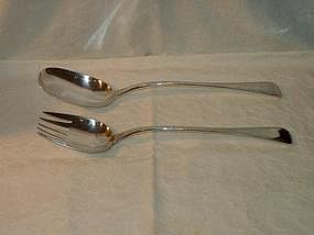 Georgian Silver Serving Set; Meat Fork and Gravy Spoon