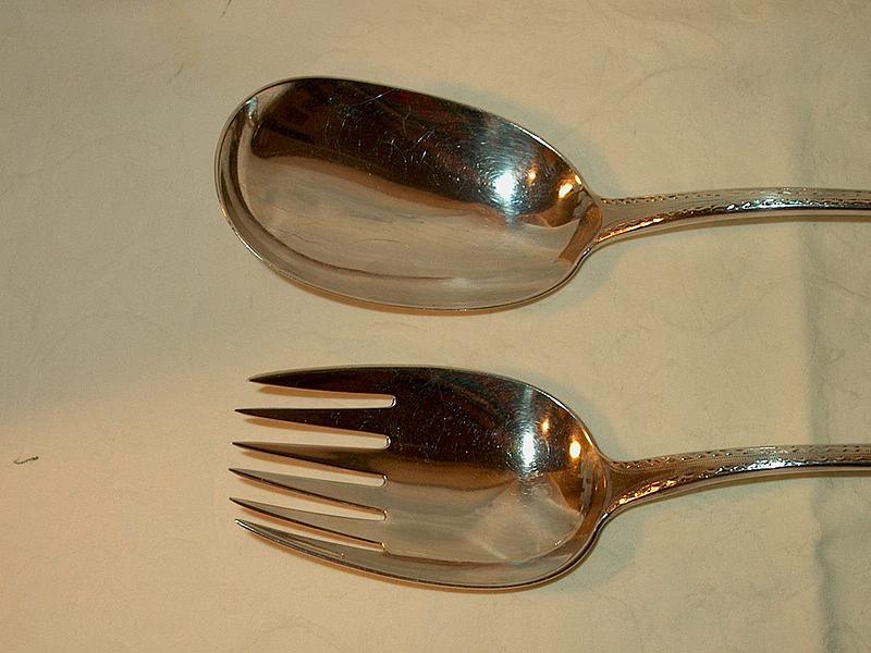Georgian Silver Serving Set; Meat Fork and Gravy Spoon