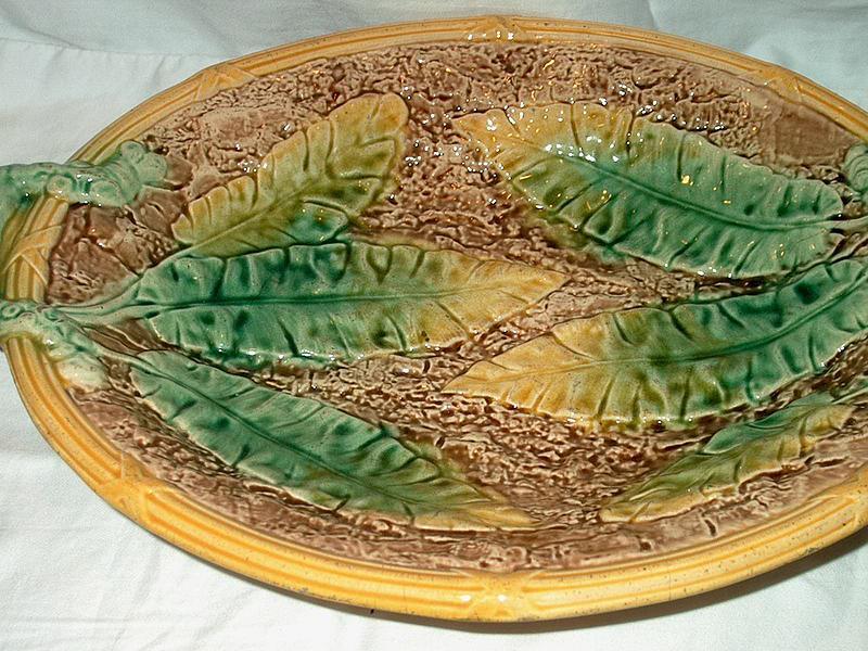 Majolica Platter; Banana Leaf Pattern