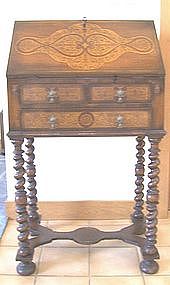 William and Mary Style Marquetry Bureau or Desk