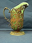 Silver Plate Mounted Green Opaline Creamer