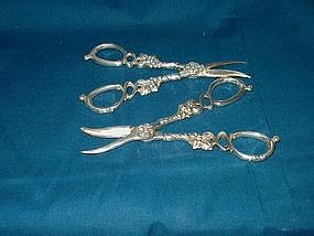 Matched Pair of American Sterling Grape Shears