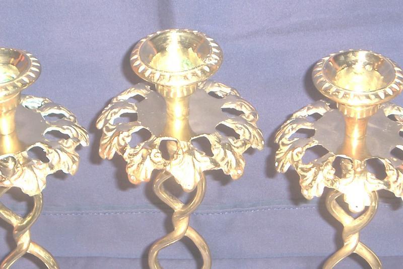 Victorian Brass Three Arm Candelabra