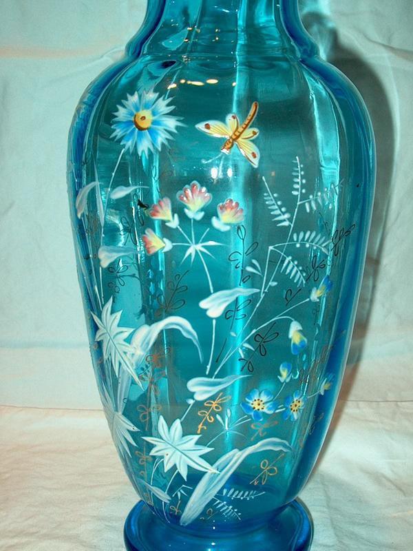 Blue Bohemian Enameled Vase