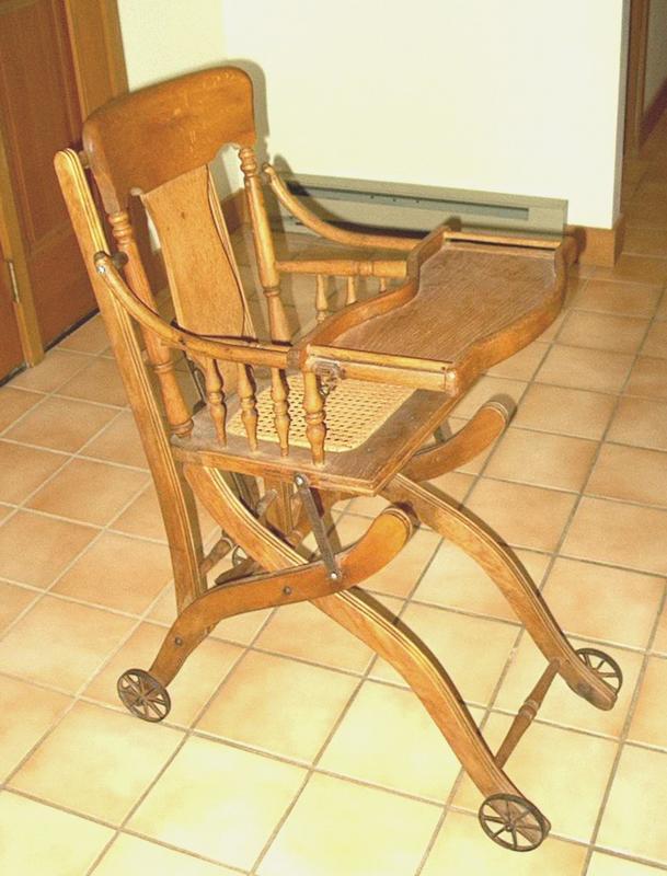 American Oak Convertible High Chair Stroller