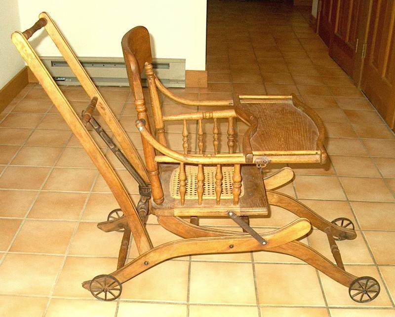 American Oak Convertible High Chair Stroller