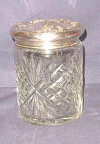 Large Cut Glass and Sterling Vanity or Dresser Jar