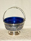 Sterling Silver Sugar Basket Cobalt Blue Liner