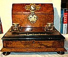 French Walnut and Brass Lap Desk Stationary Box