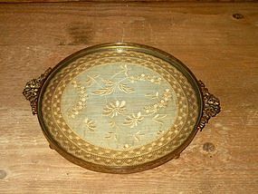Bronze Dresser Tray with Lace Doily