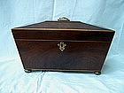 George III Regency Inlaid Mahogany Tea Caddy