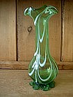 English Victorian Nailsea Green Glass Vase