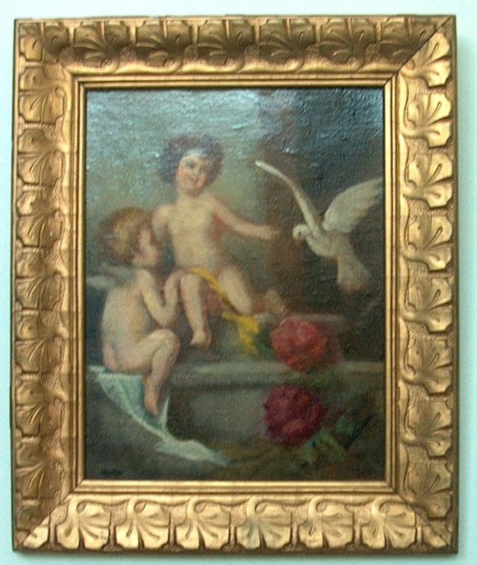 Cupids and Dove Oil on Board