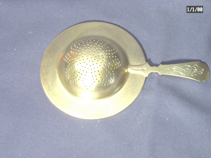 Continental Champleve and Silver Tea Strainer