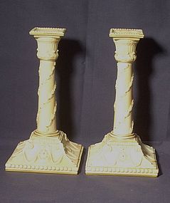 Pair of Royal Worcester Candlesticks; 1884