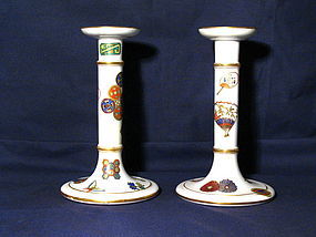 Pair of Porcelain Royal Worcester Candlesticks