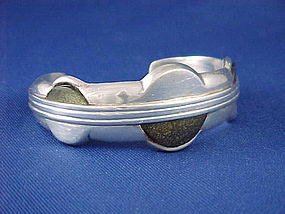 WILLIAM SPRATLING Silver & Obsidian Cuff Bracelet