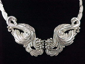 Margot DeTaxco Silver Swans Pectoral Necklace Set