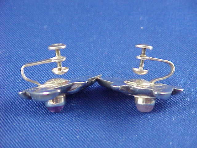 HUBERT HARMON Amethyst &amp; Silver Fish Earrings