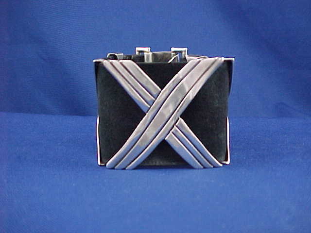 HECTOR AGUILAR Silver &amp; Suede X X X Bracelet  1 3/4&quot;W