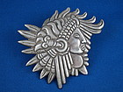 4"X4" LOS CASTILLO Aztec Warrior Sterling Silver Pin