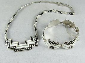 MARGOT DE TAXCO Silver & Enamel Necklace & Bracelet
