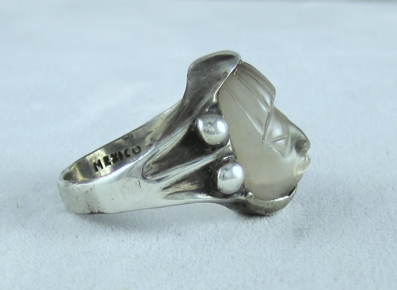 Rare 1930's FRED DAVIS Silver &amp; Rock Crystal Ring