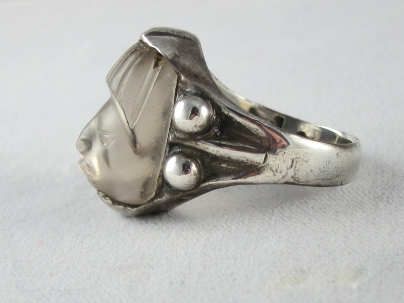Rare 1930's FRED DAVIS Silver &amp; Rock Crystal Ring