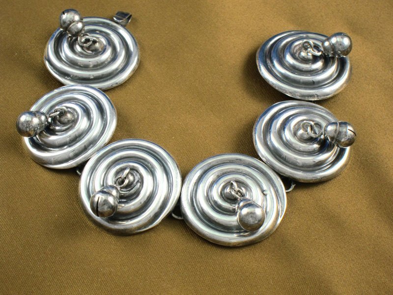 Rare 1940's HUBERT HARMON Silver Cascabel Bracelet