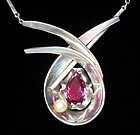 ANTONIO PINEDA Pearl, Alexandrite & Silver Necklace