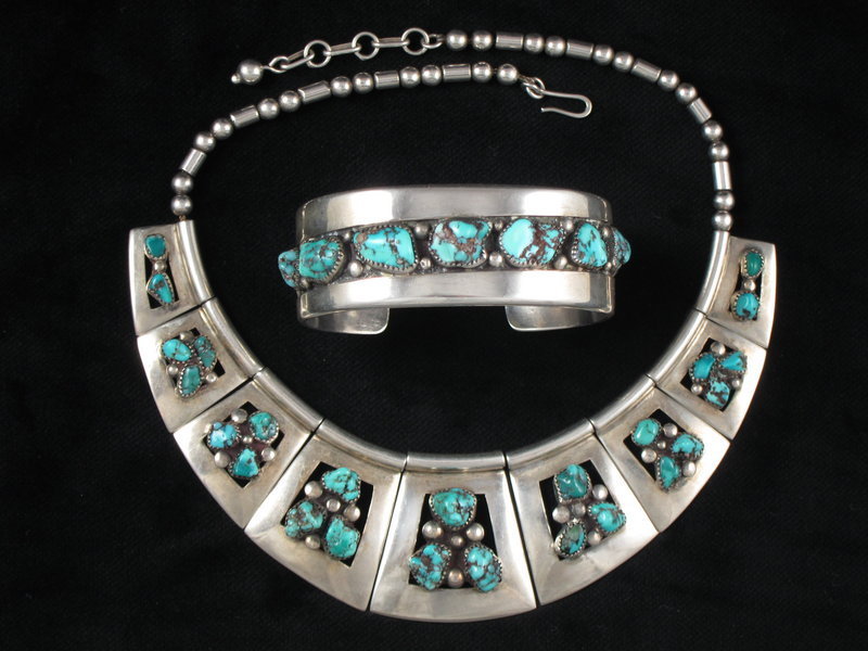 FRANK PATANIA SR. NECKLACE TURQUOISE SILVER STERLING