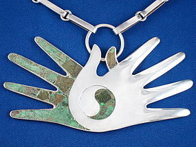 WILLIAM SPRATLING YIN YANG NECKLACE SILVER & CHRYSOCOLLA