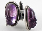 HECTOR AGUILAR CUFF LINKS SILVER & AMETHYST