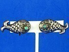 HUBERT HARMON EARRINGS STERLING SILVER TURQUOISE FISH