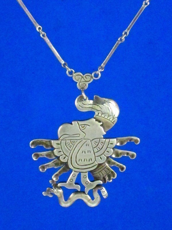 WILLIAM SPRATLING SILVER EAGLE &amp; SERPENT NECKLACE