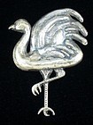 FRED DAVIS OSTRICH PIN STERLING SILVER 1930's