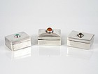 FRED DAVIS SILVER PILL BOXES  2 TURQUOISE, 1 OPAL